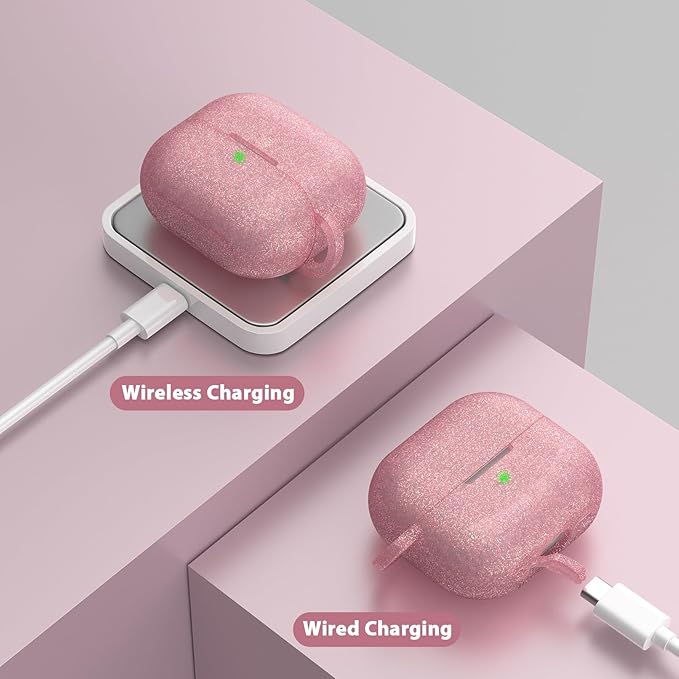 Case for Apple Airpods 4 - VISOOM Airpods 4 Cases 2024 Cover Women Anti-Drop Silicone iPods 4 Earbuds Wireless Accessorie Charging Cases Girl Bling Keychain for Airpod iPods 4th Generation