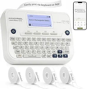 SUPVAN E12 Keyboard & Bluetooth Label Maker Machine with 4 Tapes