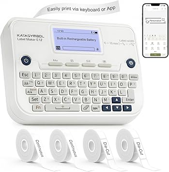 SUPVAN E12 Keyboard & Bluetooth Label Maker Machine with 4 Tapes