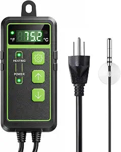 Digital Temperature Controller Thermostat, Heating & Cooling Outlet with LCD Touchscreen NTC Probe, 40–108°F, 110V for Reptile Tank, Seedling Heat Mat, Greenhouse, Fermentation