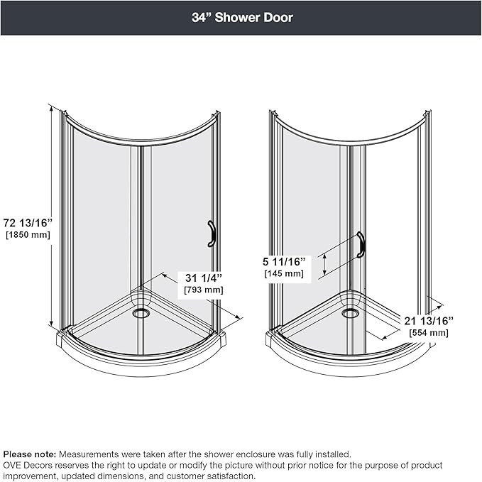OVE Decors Breeze 34 in. Corner Shower Clear Sliding Door with Base in Satin Nickel Finish