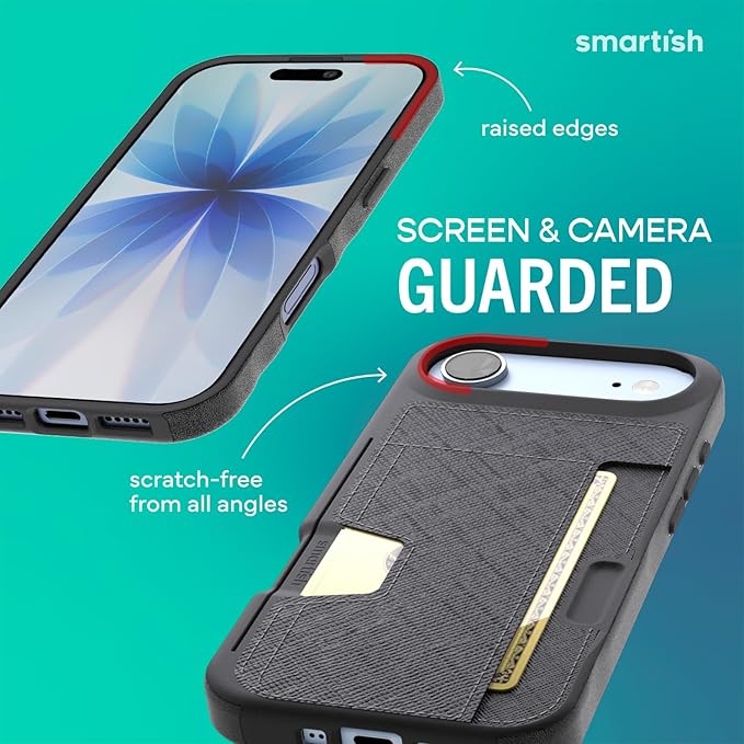 Smartish® iPhone Air Wallet Case - Wallet Slayer Vol. 2 [Slim + Protective] Credit Card Holder w/Kickstand - Drop Tested Hidden Card Slot Cover for Apple iPhone Air - Black Tie Affair