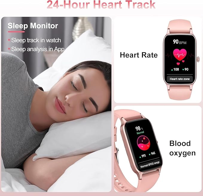Smart Watch for Men Women, 1.57" Smartwatch (Answer/Make Call) , Fitness Tracker with 110+ Sport Modes, Heart Rate/Sleep Monitor, IP68 Waterproof, Bluetooth Calls, Smartwatches for Android iOS Pink