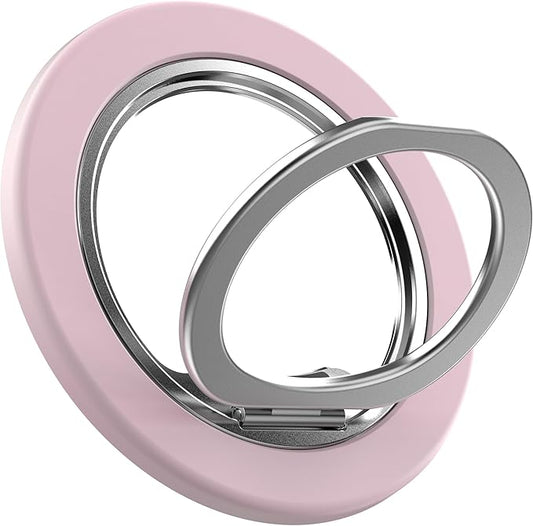 Magnetic Phone Grip Holder for Magsafe Phone Grip iPhones with Magnetic Phone Ring Kickstand,360 Adjustable Phone Holder for Hand and Phone Ring Holder Grip for Videos, Travel, Workout,Pink