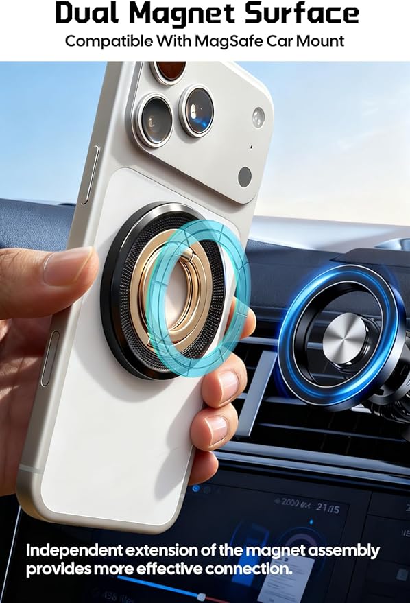 for MagSafe Phone Grip, 360° Rotation Magnetic Cell Phone Grip Magnetic Ring Holder Kickstand Mag Safe Ring Stand Compatible with iPhone 17 16 15 14 13 12 Pro Max MagSafe Accessories Android