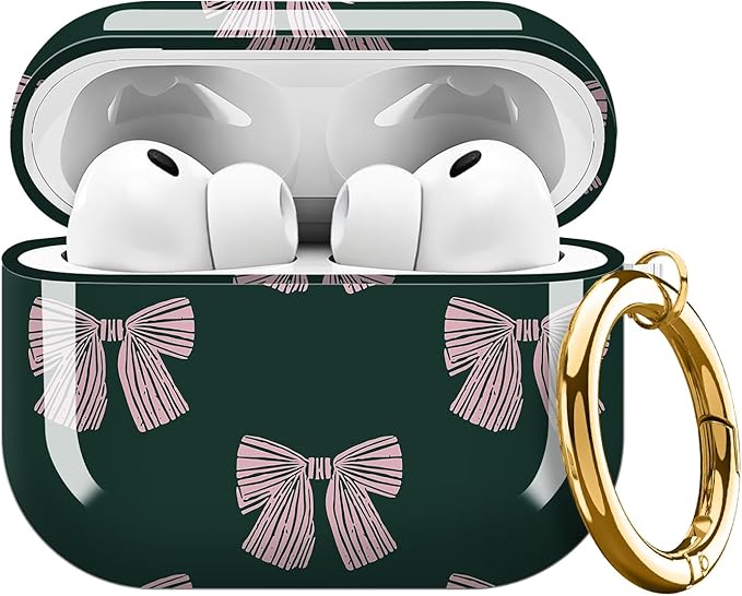 Compatible with AirPods Pro 3 Case 2025 for Women Girls – Cute Shockproof Protective Cover with Gold Round Buckle, Anti-Drop Soft Case for AirPod Pro 3rd Gen (Cute Bows)