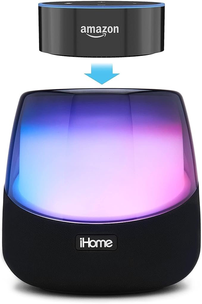 iHome iAV5 Color Changing Bluetooth Rechargeable Speaker for Amazon Echo Dot