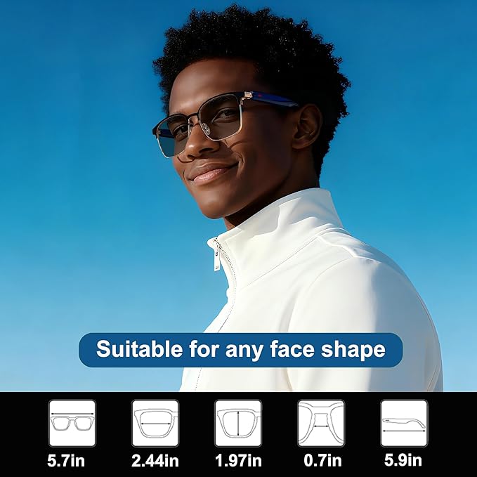 AI Smart Wireless Bluetooth Translation Glasses for Men/Women with Speakers/Bluetooth&140+ Languages Translation Sports/Travel/Drive/Busniess (G6+AI+Color Change Lenses+Silver)