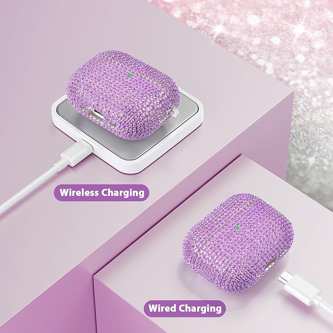 Bling Airpods iPods Pro 3 Case Cover 2025, VISOOM Rhinestone Airpods Pro 3 Cases Cute Glitter Jewelry Airpod iPod Pro3 Cases for Sparkly Apple AirPods iPods Pro 3rd Gen Case with Keychain for Women