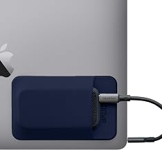 Slipdrive - Portable Hard Drive Sleeve for Laptop - SSD Solid State Drive - Reusable Adhesive - 5” x 3.2” Stick on External Hard Drive Carrying Case - Travel Pocket Pouch (Small, Navy Blue) - Image 1