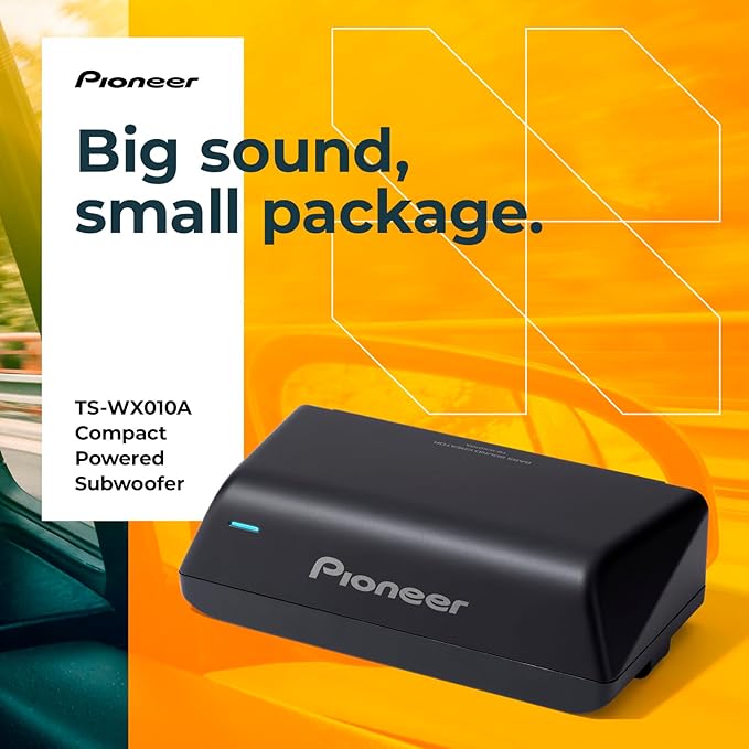 PIONEER TS-WX010A Under-Seat Subwoofer – 160W Max, Pre-Loaded, Built-in Amp for Easy Bass Upgrade, Enclosure Included, Amp Included, High-Level Input, Works with Most Factory or aftermarket radios