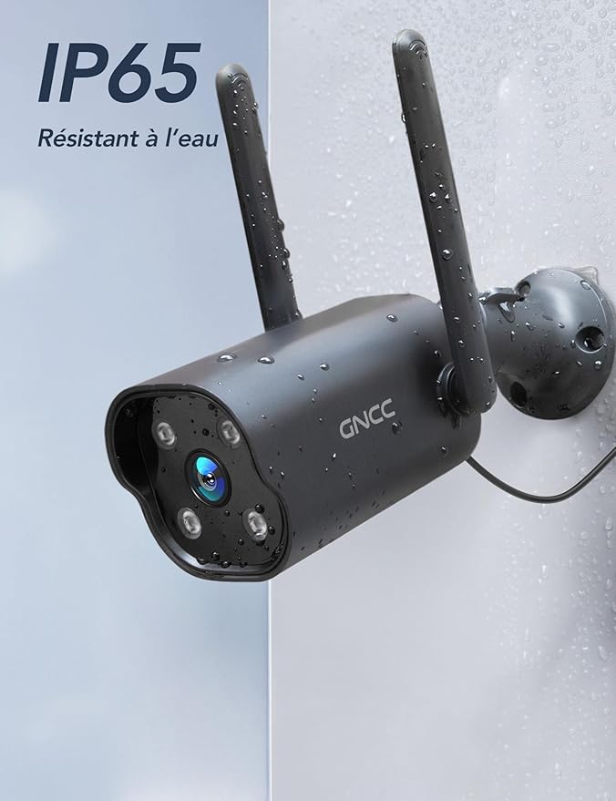 GNCC Security Camera Outdoor, 2K Cameras for Home Security, Color Night Vision, Motion Detection, 2-Way Audio, 24/7 Recording, Cloud & SD Card Storage, IP65 Waterproof, 2.4GHz WiFi (Black-1P)