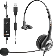 Wantek Corded USB Headsets Mono with Noise Cancelling Mic and in-line Controls, UC Business Headset for Skype, SoftPhone, Call Center, Crystal Clear Chat, Super Lightweight, Ultra Comfort (UC600) - Image 1