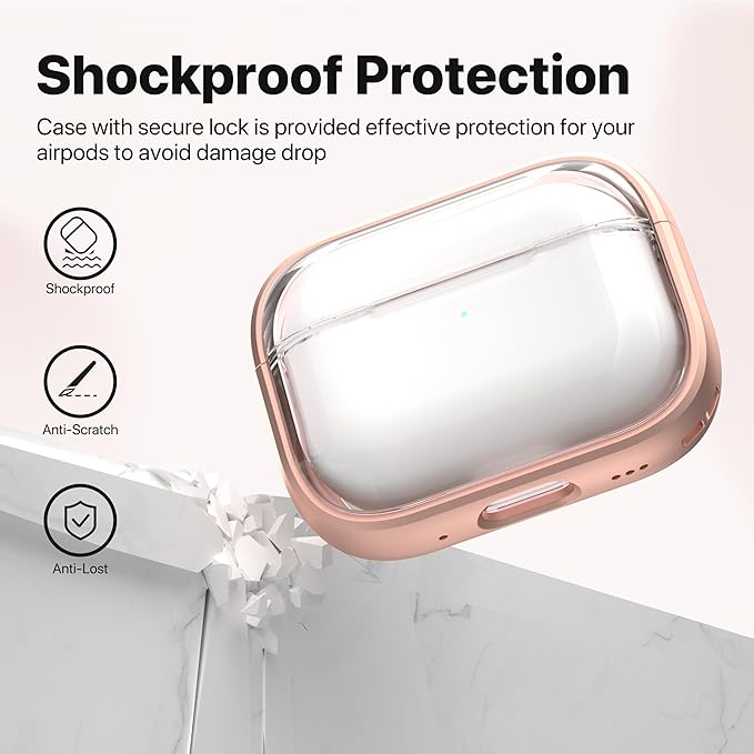 Valkit Compatible AirPods Pro Case, Clear with Lock & Cleaner Kit, Soft Shockproof Protective Case for AirPods Pro Gen 2/1