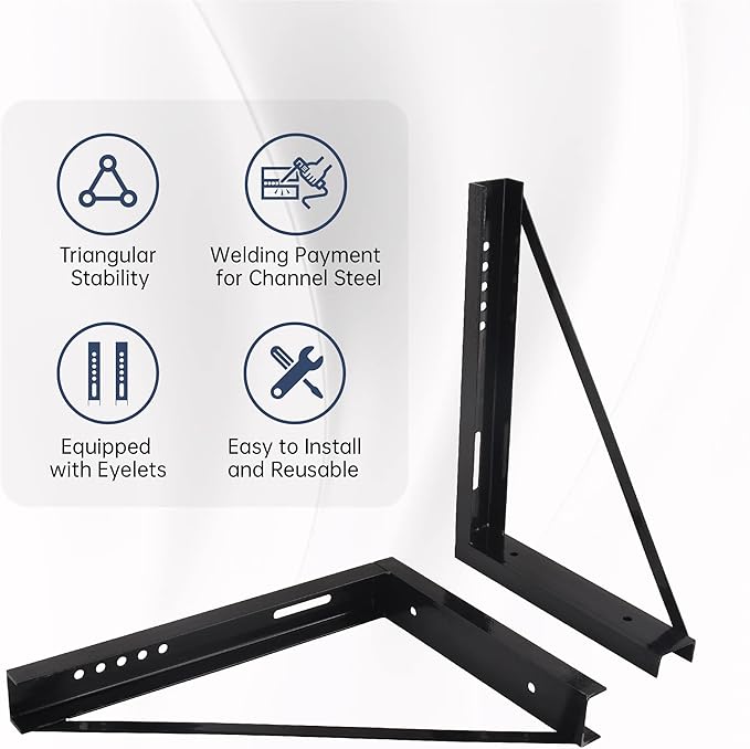 18’’x24’’ Bolted Steel Mounting Brackets for Trailer Tool Box, Set of 2 - Black