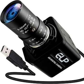 Global Shutter 90fps USB Camera 10X 5-50mm Varifocal Lens High Speed UVC Webcam, Golf Swing&3D Printer Machine Industrial Vision Camera, Plug and Play for Laptop, Android and Raspberry Pi