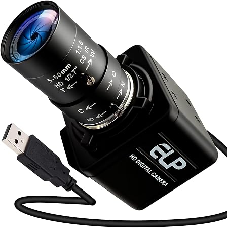 Global Shutter 90fps USB Camera 10X 5-50mm Varifocal Lens High Speed UVC Webcam, Golf Swing&3D Printer Machine Industrial Vision Camera, Plug and Play for Laptop, Android and Raspberry Pi