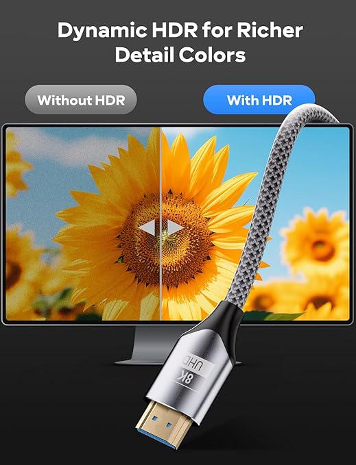 VIOY HDMI Cable 2.1 20 FT, 8K@60HZ 4K 120HZ HDMI Cord, (HDCP 2.2&2.3, Dynamic HDR) 480Gbps Ultra High Speed HDMI eARC Cable for Soundbar, TV, PS5/PS4, Monitor, Xbox, Projector