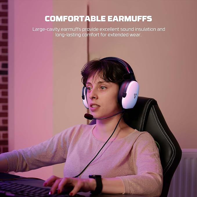 FANTECH Gaming Headset with 7.1 Virtual Surround Sound, Noise Cancelling Microphone, 40mm Drivers, USB Connection, in-Line Audio Control, Compatible with PC, PS4, PS5, Mac, Switch(Black)