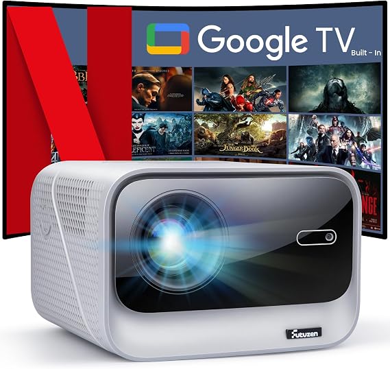 4K Google TV Projector, 1500 ANSI Lumens, 6D Auto Focus & Keystone, 20W Speakers Wifi and Bluetooth Projector for iPhone/Android,Outdoor Movie Projector for Netflix & YouTube, Supports 1000+ Apps