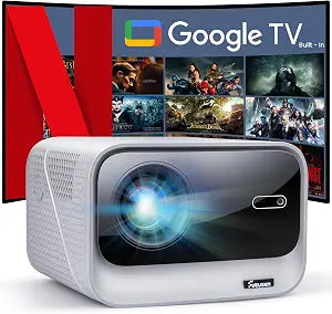 4K Google TV Projector, 1500 ANSI Lumens, 6D Auto Focus & Keystone, 20W Speakers Wifi and Bluetooth Projector for iPhone/Android,Outdoor Movie Projector for Netflix & YouTube, Supports 1000+ Apps