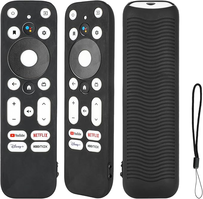 Silicone Remote Control Case Compatible with Onn 100024646 100026240 4K UHD Stick TV Box Remote Shockproof Protective Shell Cover with a Lanyard (Black)