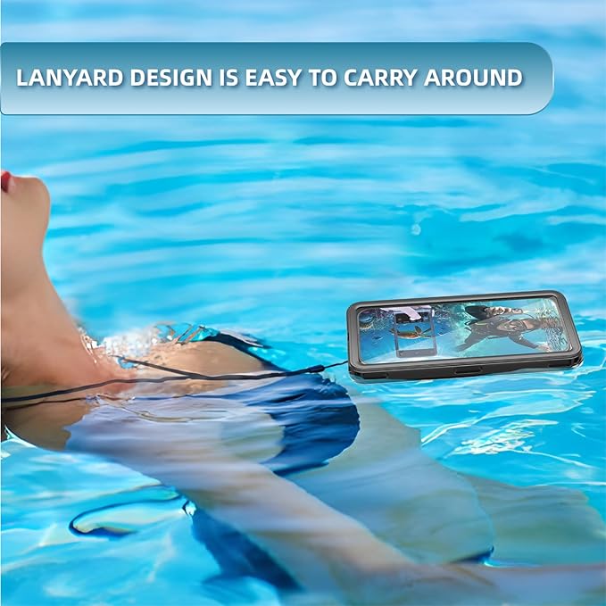 [Up to 7.0"] Waterproof Phone Case, IPX8 Waterproof Phone Pouch for iPhone 17 Pro Max/17 Pro/17/16/15/14/13, Samsung Galaxy S25/S24/S23 Ultra, Google/Moto - Black