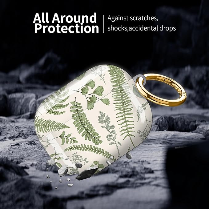Compatible with AirPod Pro 3 (2025),Cute Case Cover for Women & Men, Full Protection Shockproof Hard Case with Keychain, Wireless Charging Case Accessories(Vintage Ferns)