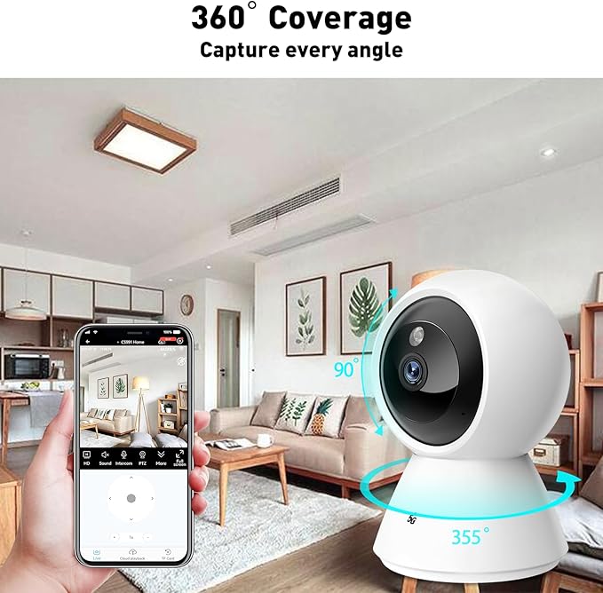 BJR 2K HD Security Camera Indoor, 5G & 2.4G WiFi Camera, Pan/Tilt Pet Camera with Motion Detection, Night Vision, 2-Way Talk, Home Cam Compatible with Alexa