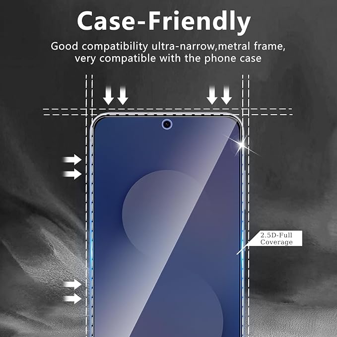3 Pack Privacy Screen Protector Designed for Samsung Galaxy S25 FE,Full Coverage Anti-Spy Tempered Glass Film,9H Hardness,Anti-Fingerprint,Bubble Free,Easy to Install