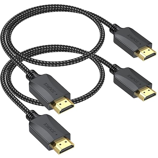 Short HDMI Cable 1 FT 2-Pack, High Speed HDMI 2.0 Cable 4K 1FT Braided (4K@60Hz, 2K@144/120Hz) with 3D, HDR, ARC, HDCP 2.2 for KVM,Camera,Docking,SwitcherPC, Monitor, TV Box, PS4/5