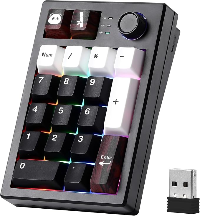 YUNZII AL21 Aluminum Wireless Number Pad (Black, Cocoa Cream V2 Switch)