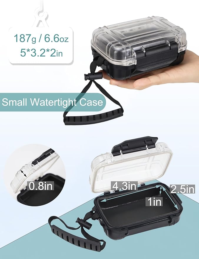 Avlcoaky Small Waterproof Box Small Waterproof Case Watertight Container Mini Dry Box Waterproof Case Watertight Key Pouch Holder for Snorkeling Kayaking Boating