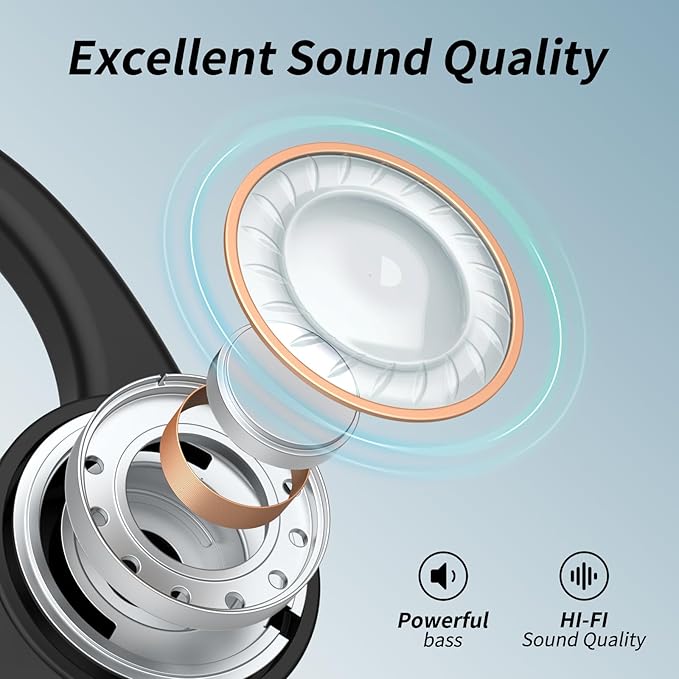 CXK Bone Conduction Headphones Bluetooth 6.0 Open Ear Headphones with Mic, Premium Loud Sound 10Hrs Playtime Bluetooth Headphones, IPX6 Waterproof Sports Headset for Running, Cycling, Walking