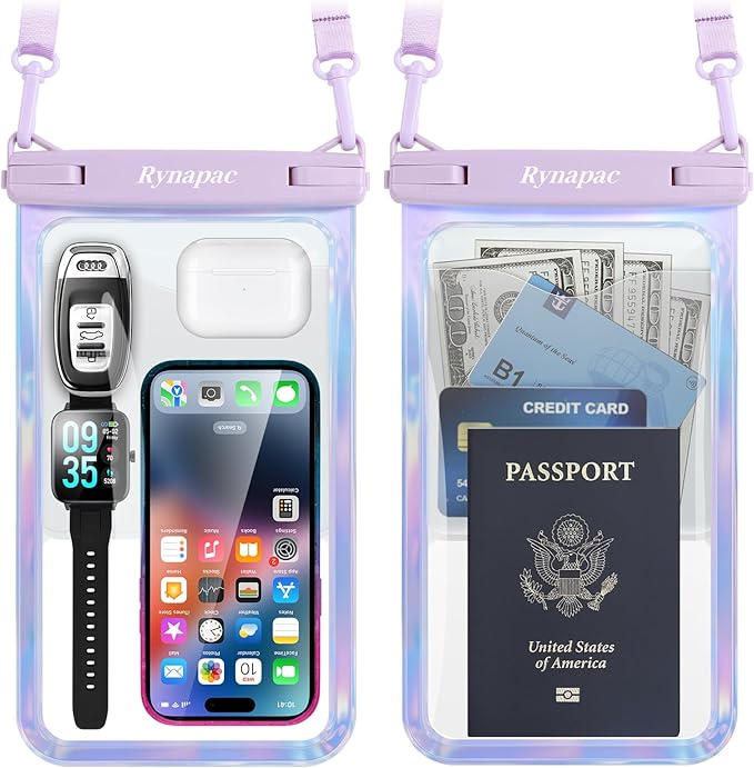 [Up to 10"] Large Waterproof Phone Pouch Bag - 2 Pack IPX8 Waterproof Phone Case for iPhone 17 16 15 Pro Max Galaxy S26 S25 Ultra, Touchscreen & Underwater Photography, Beach Cruise Travel Essentials