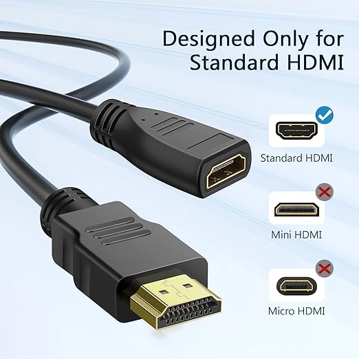 HDMI Extender Cable - 1 Feet, High Speed HDMI Male to Female Adapter for HDTV, Monitor, PC, Laptop, Projector
