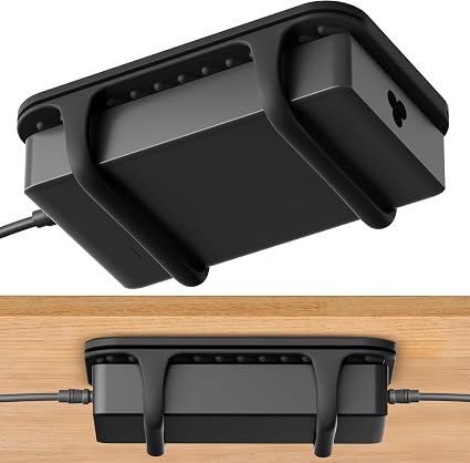 ELETIUO Universal Silicone Laptop Charger Holder,Under Desk Power Brick Mount Organizer for Charging Brick & Cables,Flexible Non-Slip Power Bricks Mount,Secure Supply Holder for Laptop Charger,Black