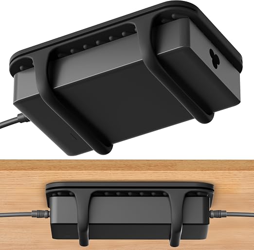 ELETIUO Universal Silicone Laptop Charger Holder,Under Desk Power Brick Mount Organizer for Charging Brick & Cables,Flexible Non-Slip Power Bricks Mount,Secure Supply Holder for Laptop Charger,Black