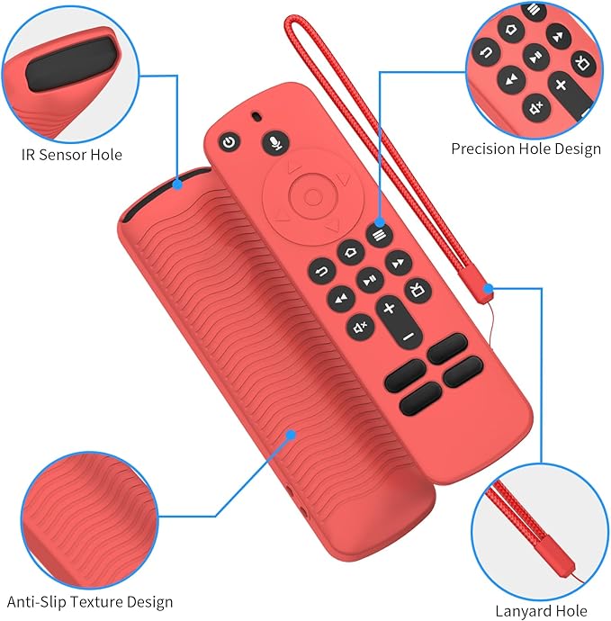 3 Pack Silicone Remote Cover for Alexa Voice Remote,Remote Case for Fire TV Remote with Lanyard,Anti Slip Scratch Shockproof Remote Protective Cover Compatible with Fire TV Stick HD 4K (new) (2nd Gen)