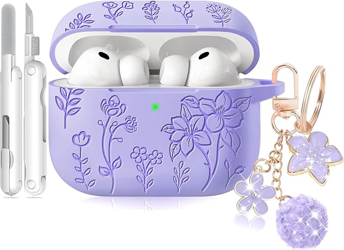 for AirPods Pro 3 Case, Soft Silicone Airpod Pro Case Cover with Keychain & Cleaning Kit Compatible with AirPods Pro 3rd Generation 2025 for Women Girly, Anti-Scratch