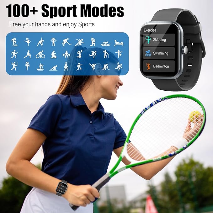 2025 Smart Watch for Men Women (Answer/Make Call), 1.96" HD Fitness Tracker Running Watch,IP68 Waterproof,Pedometer, Sleep/Step/Activity/Heart Rate Monitor,110+ Sport Mode Smartwatch for Android Phone