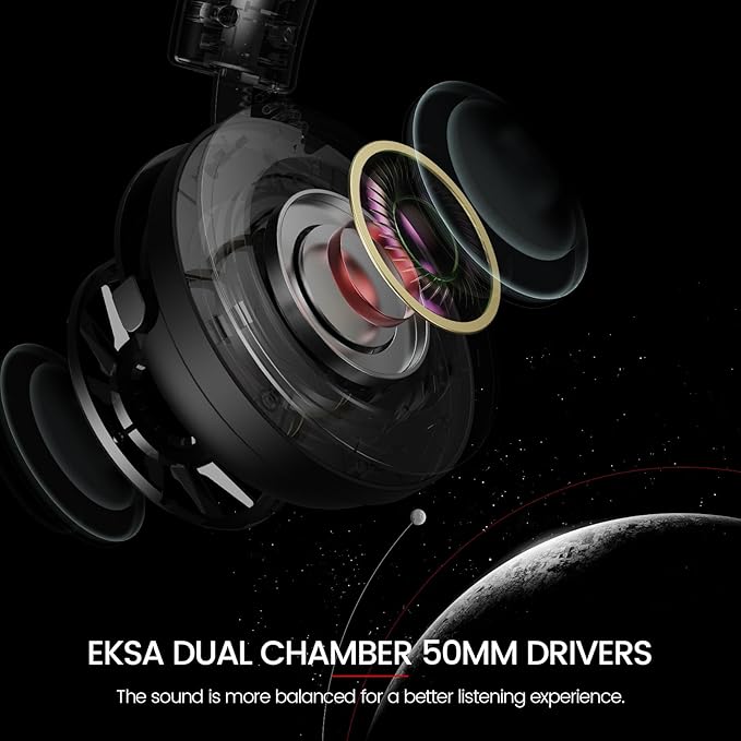 EKSA StarEngine S PC Gaming Headset-Stereo Surround Sound for PS4 PS5 Xbox One Xbox Series X/S, Over Ear Headphones with Noise Cancelling Mic, 50mm Drivers, 3.5mm Wired Headphones for Computer