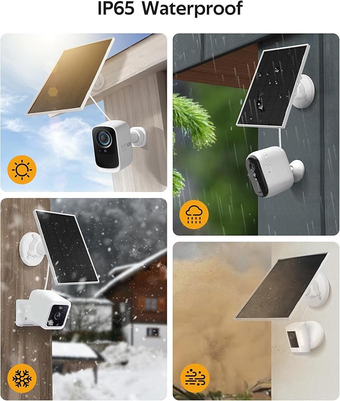 Ring Solar Panel Charger, 6.5W Solar Panel for Security Camera, Compatible for Ring Camera with Battery, Waterproof Solar Panel with Type-C, Micro USB and DC Port Cable for Most Cameras