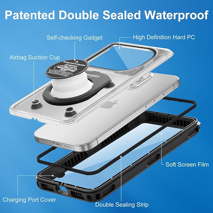 Beasyjoy Waterproof Phone Case, Underwater Phone Case for Snorkeling, Universal IPX8 Diving Pouch with Lanyard for iPhone Samsung Google Moto Series-[NOT Fit Snugly] [Touchscreen Operated Only] -Black