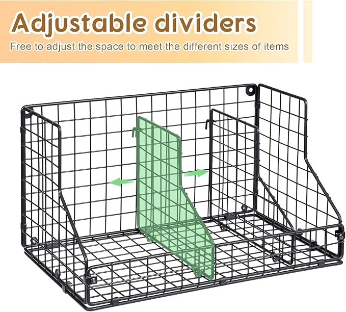 2 Pack Stackable Can Rack Organizer for Pantry Storage,Can Dispensers with 4 Adjustable Dividers, 2-Tier Metal Wire Basket Beverage Pop Soda Rack for Kitchen Cabinet Pantry, Black