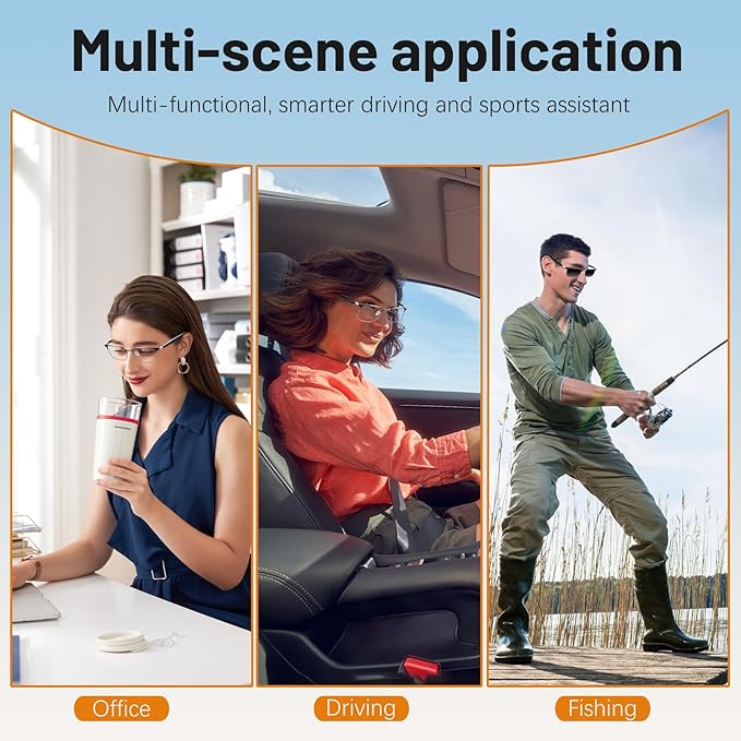 Smart Glasses for Men & Women with Photochromic Lenses, Bluetooth 5.3, Polarized, Blue Light Blocking, Open-Ear Speakers