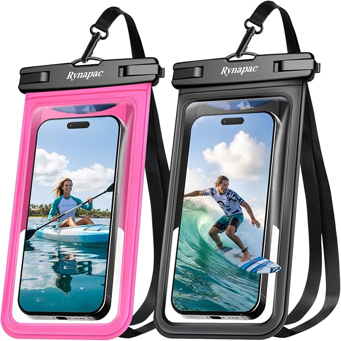 Waterproof Phone Pouch - 2 Pack, IPX8 Waterproof Phone Case with Lanyard for iPhone 17 16 15 Pro Max, Cell Phone Dry Bag for Beach Vacation Travel Cruise Essentials, Touch Screen, Up to 8.5"