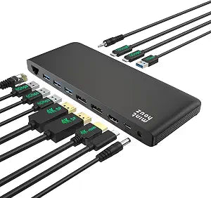 Laptop Docking Station, 12-in-1 USB-C Docking Station, Triple Display with 1xHDMI and 2xDP, 10 Gbps USB-C and 5 Gbps USB-A Data, Ethernet, Audio, 100W Charging for Dell, HP, Lenovo and More
