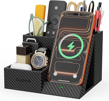 Wireless Charger with Desk Organizer, Multifunctional Desk Pen Holder