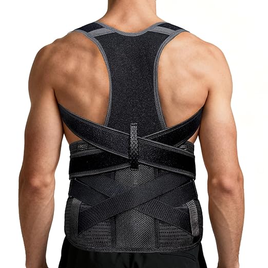Upgraded Posture Corrector for Women & Men, Back Brace for Upper/Lower Back Pain, Herniated Disc, Sciatica，Adjustable Support & Bionic Panel L (34"-38")